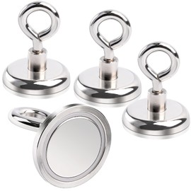 Keukenket 36 mm magnetic hooks, magnetic hooks, pulling force 45 kg, neodymium magnetic hooks, 4 pieces, super strong magnets with hooks, magnetic hook, application area, kitchen, bathroom, garage,