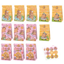 12x Capybara Stickers Party Bags 12 Pcs Of Capybara Party Favors For Kids Birthday Celebrations Capybara Party Bags
