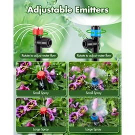 240FT Drip Irrigation System Kits - Automatic Garden Watering Sprinkler with 1/2 & 1/4 inch Tubing Hose Patio Misting Plant Irrigation Water Equipment Quick Connector for Greenhouse Flower Beds Lawn