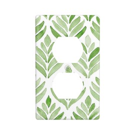 BVOLFQO Leaves Green Single Duplex Outlet Cover 1 Gang Wall Plate Decorative Electrical Switch Plate Receptacle Covers for