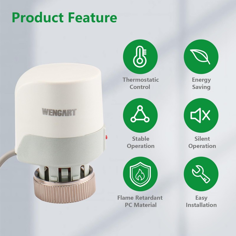 Wengart Thermal Actuator Valve WG03, Normally Closed 2 Wire AC230V