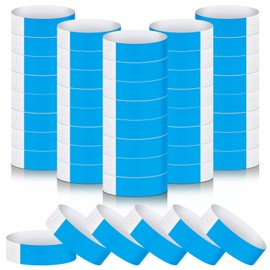 Epakh 500 Pcs Paper Wristbands Neon Wrist Bands Waterproof Hand Bands for Events Lightweight Concert Wristbands Neon Colored Adhesive Wristbands for Party (Blue)