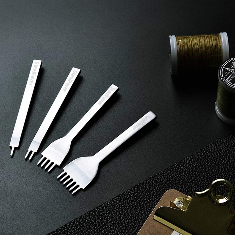 Leather Craft Tool Hole Punches 1+2+4+6 Prong Lacing Stitching Punch,