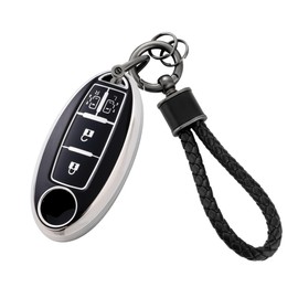 [Unhoke] Serena Key Case for Nissan C27 C26 Notebook Aura e13 e12 X-Trail t32 t31 March Skyline Cube Days Elgrand Murano Tiida Fuga Leaf Smart Key Cover Stylish, Black