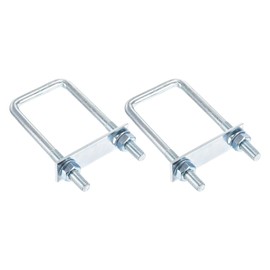 DTGN M10x50x130mm U Bolts Square Kit - 2Set - Carbon Steel U-Bolt Kit with Nuts, Washers, Frame Plate - Good for DN50 Pipe, Trailer, Automotive, Leaf Spring Fastener