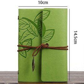 Loose Leaf Writing Books POWERTOOL Leather Cover Ruled Wirebound Journal Writing Planner Organizer Retro Vintage Notebook (1 Piece, Red)