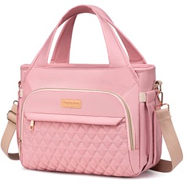 Yunkevivo Lunch Bag Lunch Box Women - Insulated Lunch Tote Bag for Women Men, Leakproof Large Womens Lunch Bags for Work, Lunch Cooler Bag for Adult with Side Pocket for Picnic, Hiking, Beach (Pink)