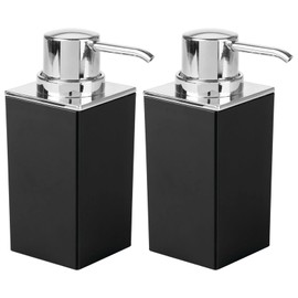 mDesign Set of 2 Refillable Soap Dispensers - Practical Pump Soap Dispenser with Approx. 300 ml Capacity - Elegant Plastic Lotion Dispenser for Bathroom - Black and Silver