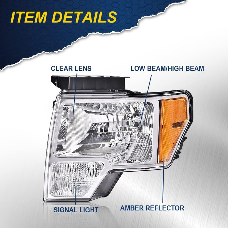 G-PLUS Headlights Assembly, Compatible with 2009-2014 Ford F150 09-14 Headlamp,