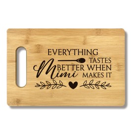 FONDCANYON Mimi Gifts, Mimi Gifts For Mother Day Christmas, Mimi Gifts For Grandma, Everything Tastes Better When Mimi Makes It Bamboo Cutting Board Decor, Gifts For Mimi Birthday Mother Day Kitchen