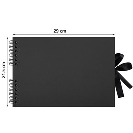 Remowith 29 x 21.5 cm 80 Pages DIY Scrapbook Photo Album Hardcover Kraft Blank Page Memory Book for Wedding Anniversary Family Baby Black