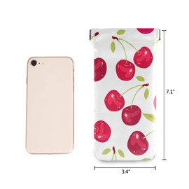 ZZAEO Seamless Pattern With Cherry Berries Sunglasses Pouch Squeeze Top Portable Microfiber Leather Eyeglass Case Accessories for Women Girl