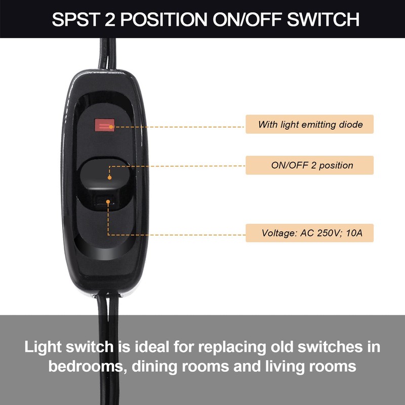 mankk Appliance Inline Cord Switch 250V AC 10A Inline Switch
