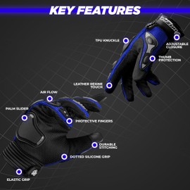 TU SOLUCION TEXTIL DISEÑO & PRODUCCION TEXTIL Herren-Sporthandschuhe mit Touchscreen, wasserdicht, für Motorrad, Rennen, Klettern, Wandern, Outdoor, Blau, Größe S