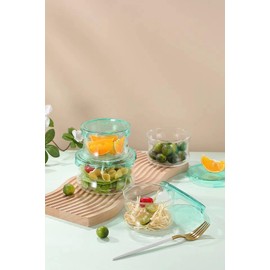 ZGYYLEAD Glass container with lid, 2-piece set, each package contains 1 pieces of 14fl.oz and 1 piece of 27fl.oz, which can be used for overnight food storage.