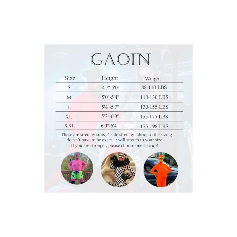 Gaoin - Disfraz de elastano abierto para hombre y mujer,