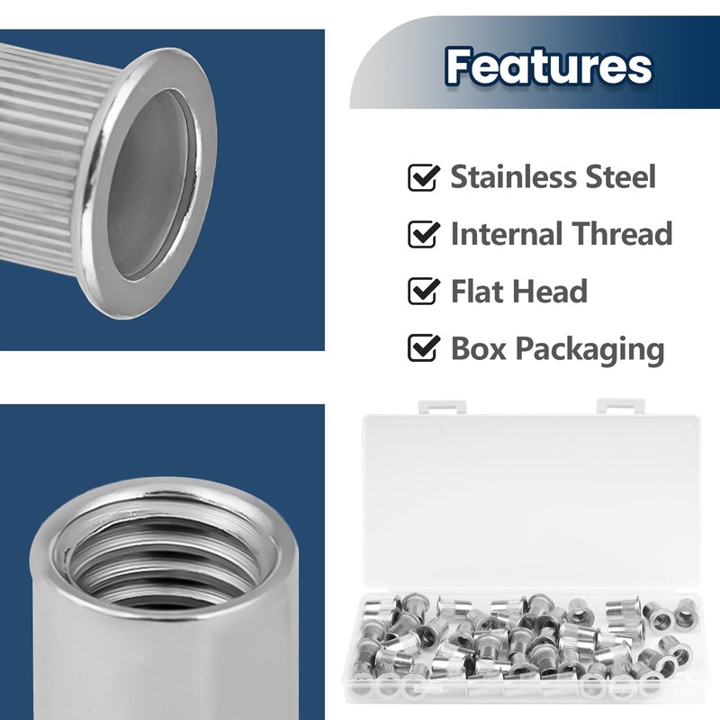 Rivet Nuts M6, Blind Rivet Nuts, Stainless Steel, Pack of