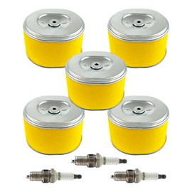 TURBOTUNITY 5 Pack GX390 Air Filter Compatible with Honda GX340 11HP 13HP Engine 17210-ZE3-505 17210-ZE3-010 Engines Lawn mowers Air Cleaner and More with spark plugs