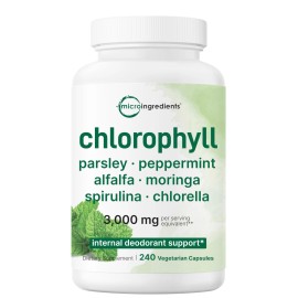 Chlorophyll 3,000mg Equivalent | 240 Veggie Capsules with Parsley, Peppermint...