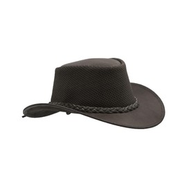 WALKER AND HAWKES - Leather Cowhide Outback Cooler Hat - Brown - Large (59cm)