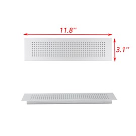 UTALIND 2Pcs Rectangle Ventilation Cover for Cabinet Aluminum Alloy Mesh Air Vent Silver Ventilation Cover, 11.8x3.1 Inch