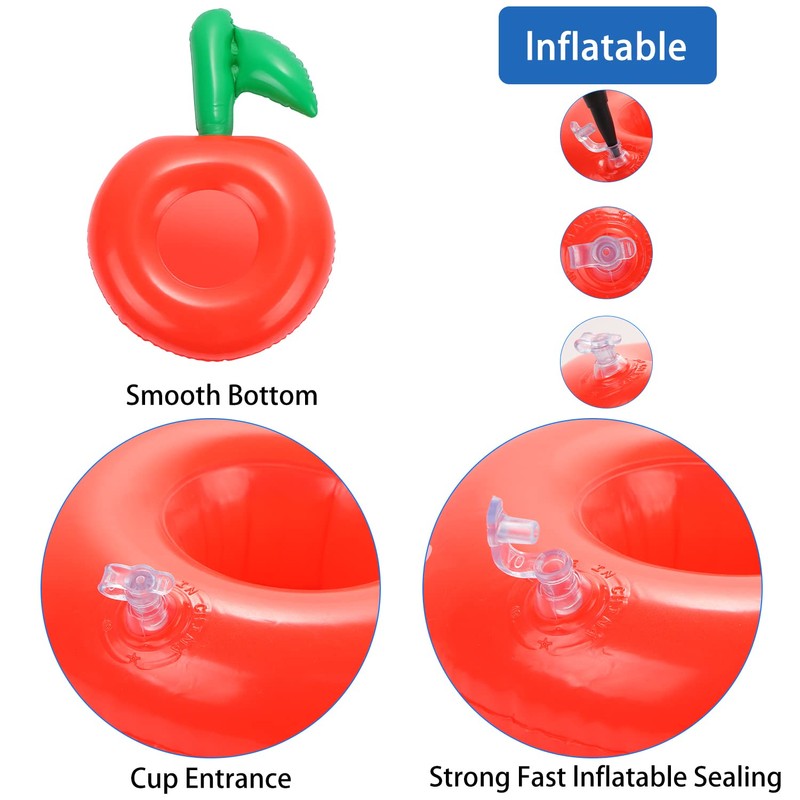 6 Pack Inflatable Cherry Drink Holder, LIYDE Drink Floaties Floating