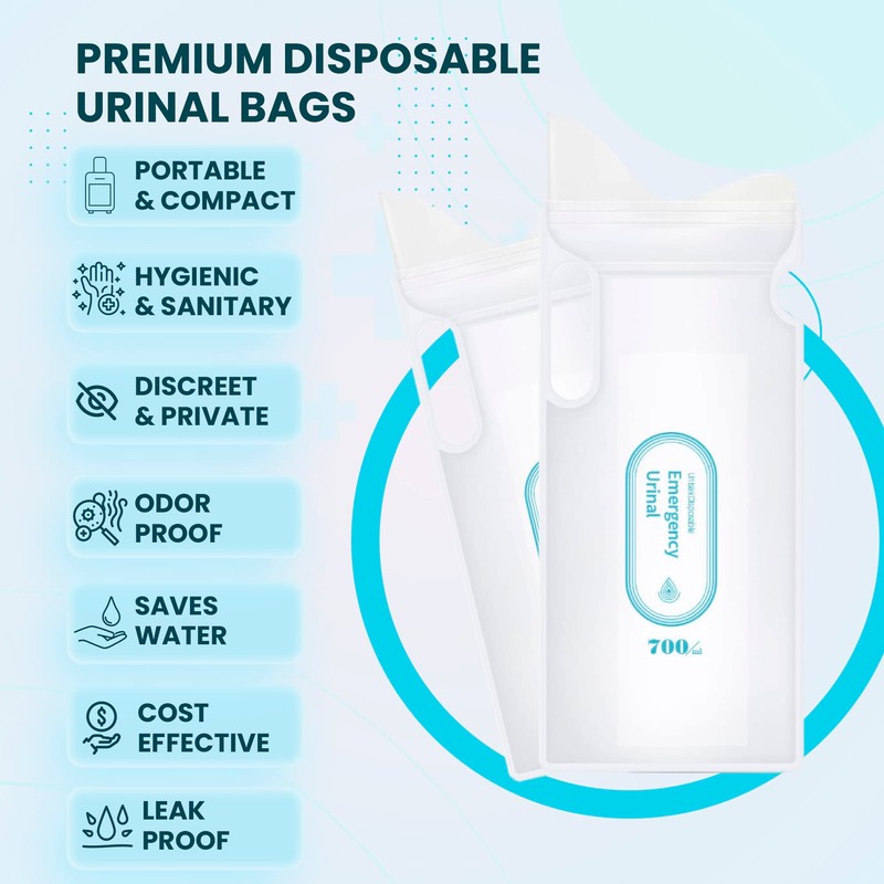 4-Pack Emergency Disposable Urinal 700ml for Men Women Kids Camping
