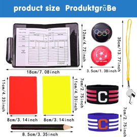 WanderGo 7-Piece Referee Set, Schiri Set with 2 Pocket Scorebook + 2 Whistles + 1 Toss Coins + 2 Wristbands for Football Captains, Use: For Football Games in School Sports