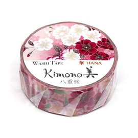 Double Cherry Blossoms - Kamiiso Kimono Washi Tape 15mm Masking Tape for Scrapbook Journaling Craft DIY