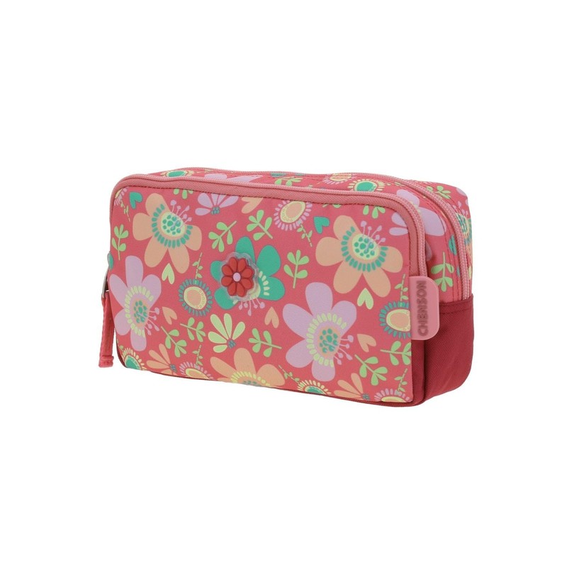 Chenson Lapicera Rosa con Doble Compartimento Sublimada Floral