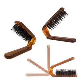 ZFanyun 2 Travel Folding Hair Brushes, Collapsible Mini Pocket Portable for Thin Hair and Thick HairSuitable for Straight Hair, Restores Shine to Wet and Dry Hair (2 BROWN)