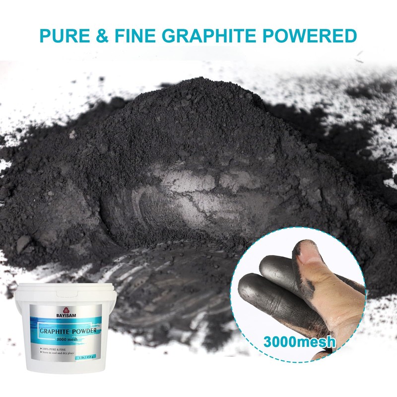 1LB Pure Graphite Powder,3000 Mesh Microfine Dry Graphite Lubricant Powder