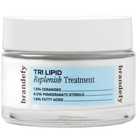 Brandefy Tratamiento Tri Lipid Replenish 1,5 de ceramidas, 4,0 de esteroles, 1,8 de ácidos grasos. Crema hidratante facial con péptidos. Fabricada en 