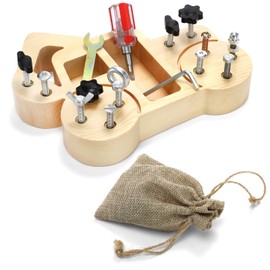 ZEAYEA Montessori Screwdriver Board Set, Wooden Montessori Toys for Over 3 Years Old Children, Fine Motor Skills Toys for Kids, Sensory Toys with Storage Bag and Tool for Preschool Learning