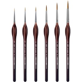 XDT ART SUPPLIES#729 Micro Pin Point Artist Paint Brush 6 Piece Set Triangular Handle #00000#000#0#2#4#6, Fine Detailing Painting, Scale Models, Acrylic Watercolor Oil