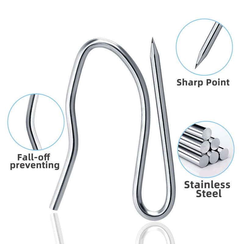 VRSS Drapery Hooks Pins for Curtains, 1.2 Inch Stainless Steel