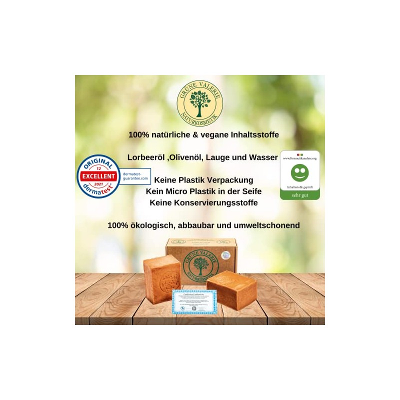 Grüne Valerie® Original Aleppo Seife Set 2 x 200g (400g)