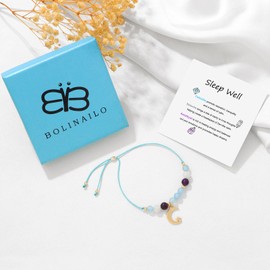 Bolinailo Healing Crystals Bracelet for Women Natural Stone Beads Bracelet Sleep Well Spiritual Gemstone Stone Jewelry Gift for Women Men