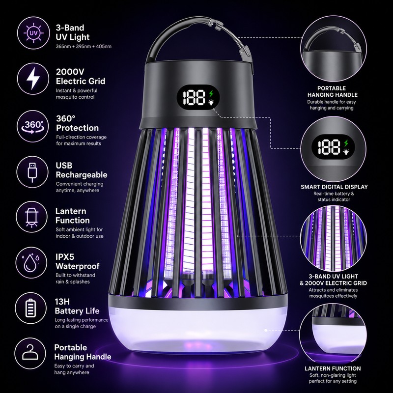 USB Rechargeable Mosquito Lamp for Indoor & Outdoor Use –