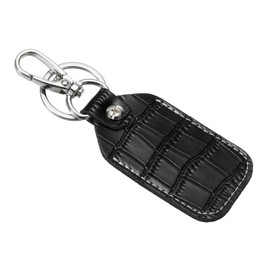 PATIKIL Leather Key Fob, Genuine Leather Keys Cover RFID Key Fob Protector Air Tag Holder Keychain Case with Key Ring & Screwdriver for Car Key ID Key Card Black
