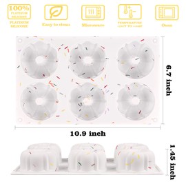 HUAKENER 2 Pcs Mini Fluted Cake Pan, 6-Cavity Fluted Tube Cake Pan, Non-stick Silicone Baking Mold for Cupcakes, Donuts, Muffins, Cornbread, Brownies, Jellies