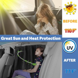 XCBYT Car Window Shades - 2 Pack Side Window Sun Shade Car Privacy Curtains Upgrade Anti-Fallout Hook 99% Light Block Keeps Cooler Car Window Covers for Baby Sleeping Camping Travel Nap