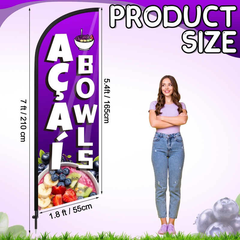 Remagr Acai Bowls Feather Flag 7 ft Advertising Swooper Flag