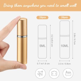 Zonon 56 Pieces Refillable Perfume Atomizer Mini Refillable Spray Perfume Bottle Portable with 56 Pieces Refill Pump Dispenser Pump Transfer Tool for Outgoing (5ml and 10ml)