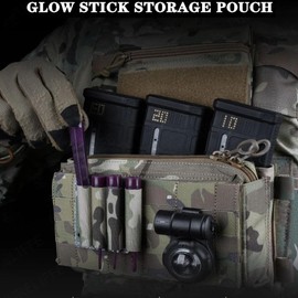 Molle Glow Stick Pouch Organizer Sleeve, Tactical Chem Light Stick Holder Storage Pouch for Tactical Vest Plate Carrier Black