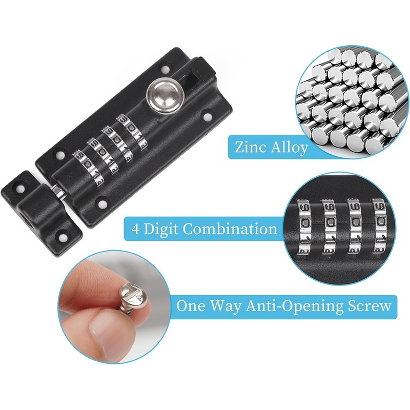 Digit Combination Locking Bolt,Combination Locking Bolt 4 Digit Sliding Lockable