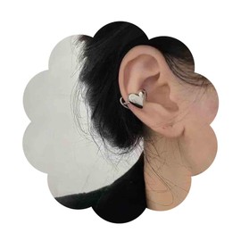 Aneneiceera Vintage Heart Cuff Clip Earrings Silver Love Heart Ear Cuff Earrings Double Heart Earrings Non Pierced Clip on Earrings Jewelry for Women and Girls