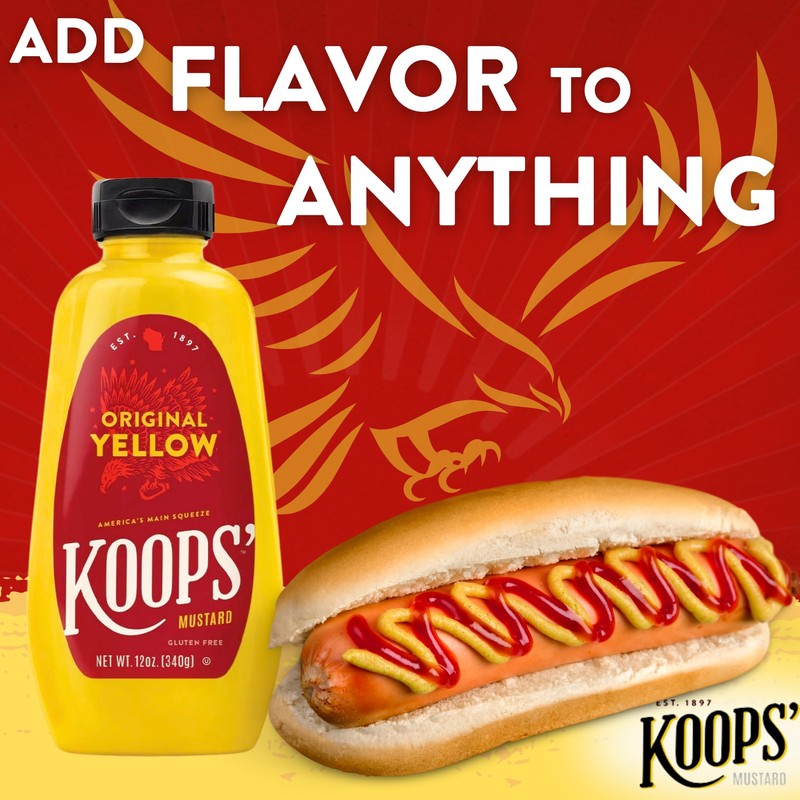 Koops' Original Yellow Mustard – Gourmet Mustard, Gluten-Free, Kosher, Made