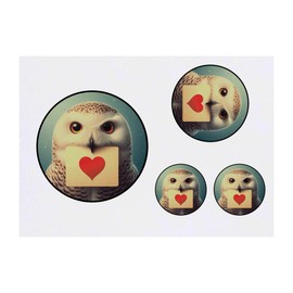 Azeeda 4 x 'Schneeeule Liebesbrief' Temporäre Tattoos - Wasserfest, Hautfreundlich & Ungiftig · Transfers in Verschiedenen Größen (TO00084042)