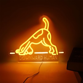 Yoga Neon Sign for Spa,Zen Wall Decor, Yellow Dog LED Neon Light for Pet Grooming, Veterinary Clinics, Home Gyms, Living Rooms, Cafes,Neon Light Up Sign Birthday Gift for Dog Lovers